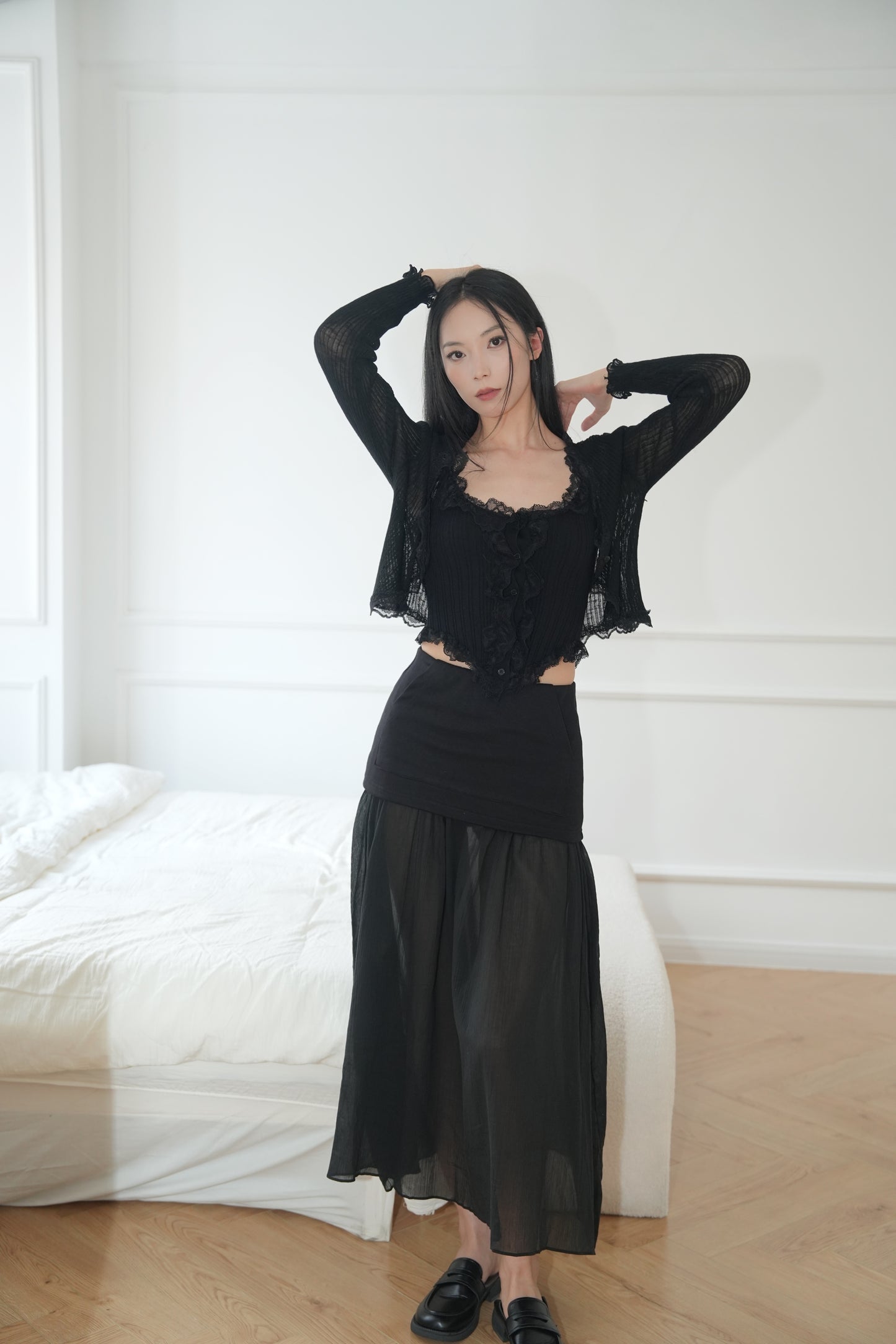 Black Maxi Layered Skirt