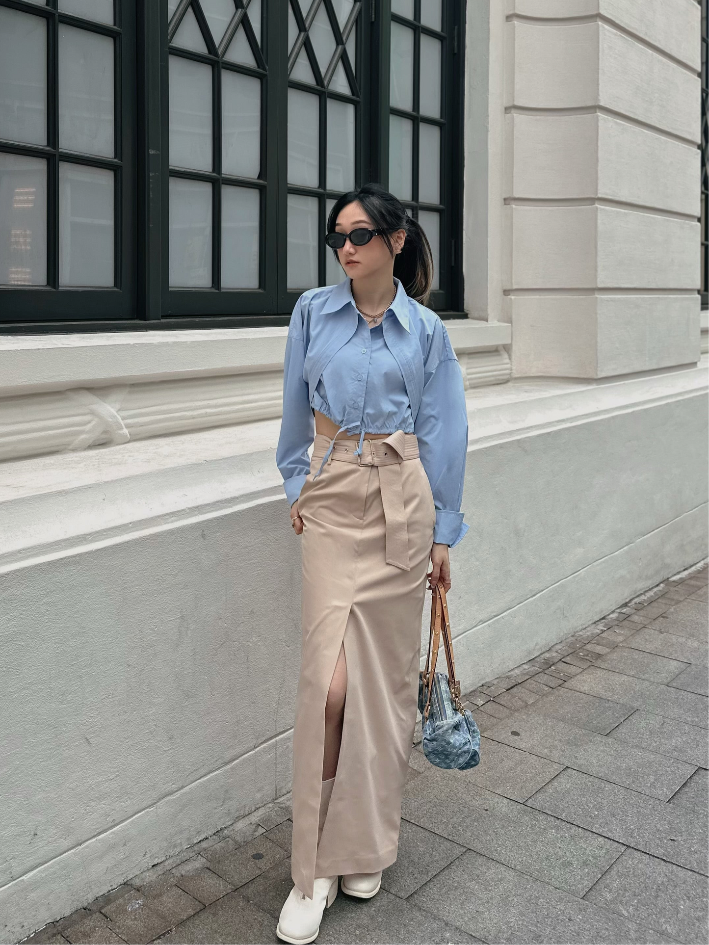 Mock Layered Shirt in Blue
