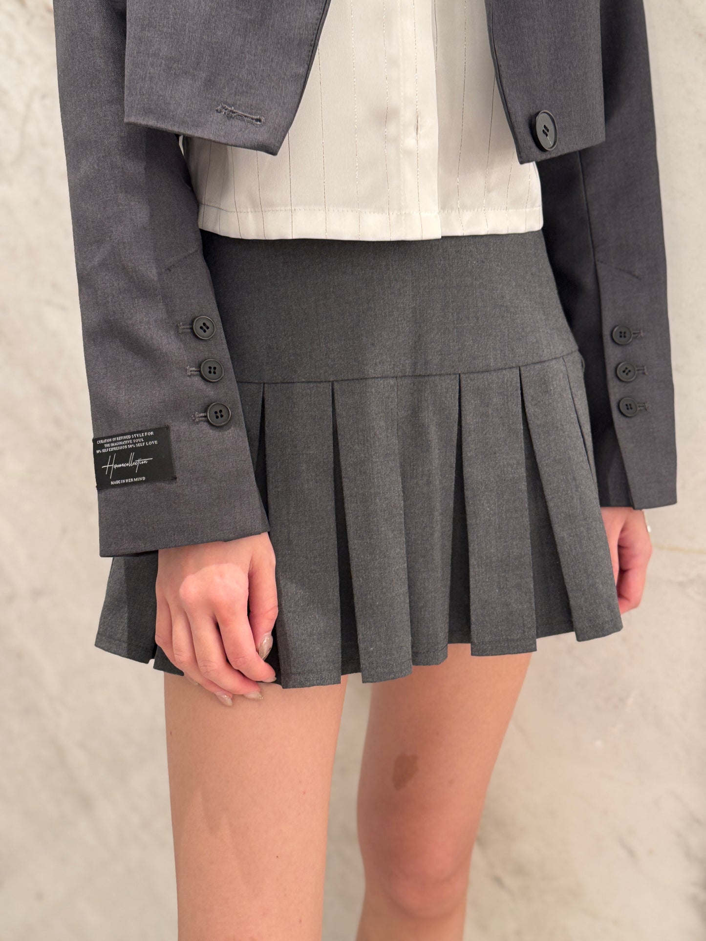 Grey Pleated Skirt