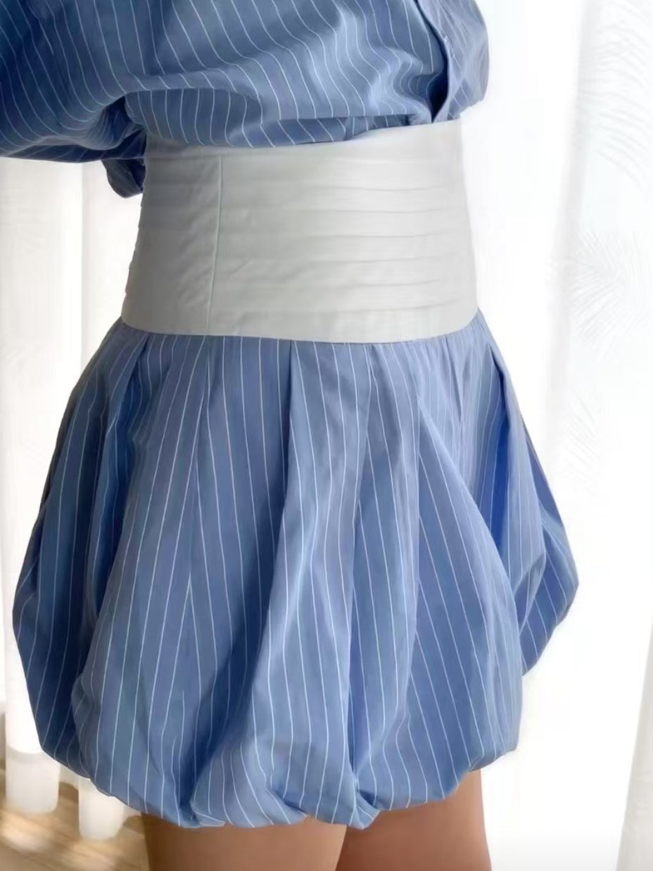 Azure Striped Peplum Set