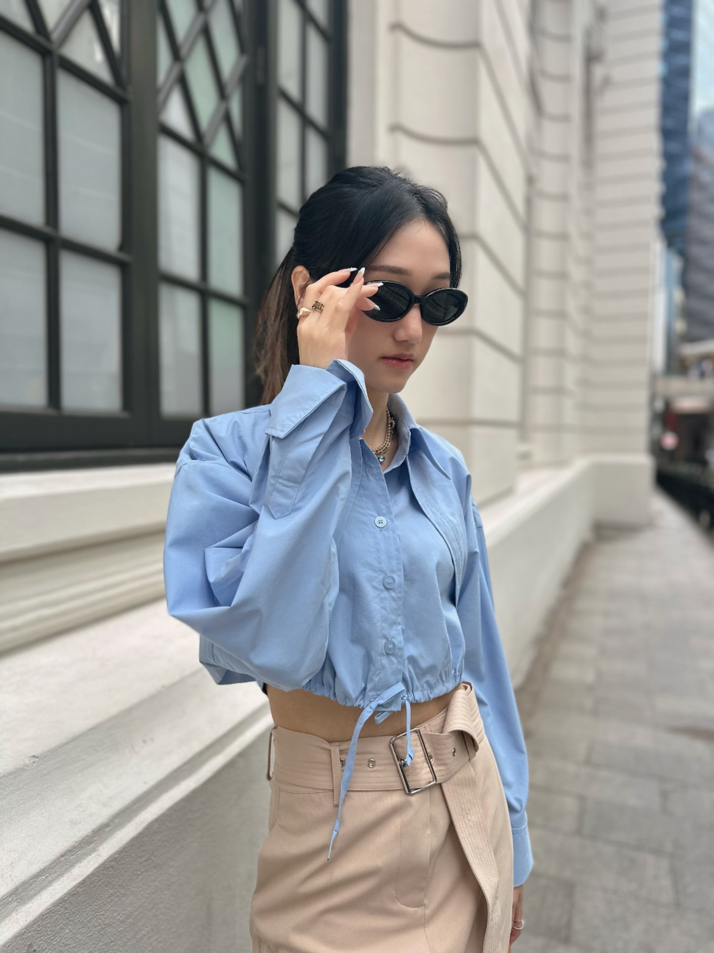 Mock Layered Shirt in Blue