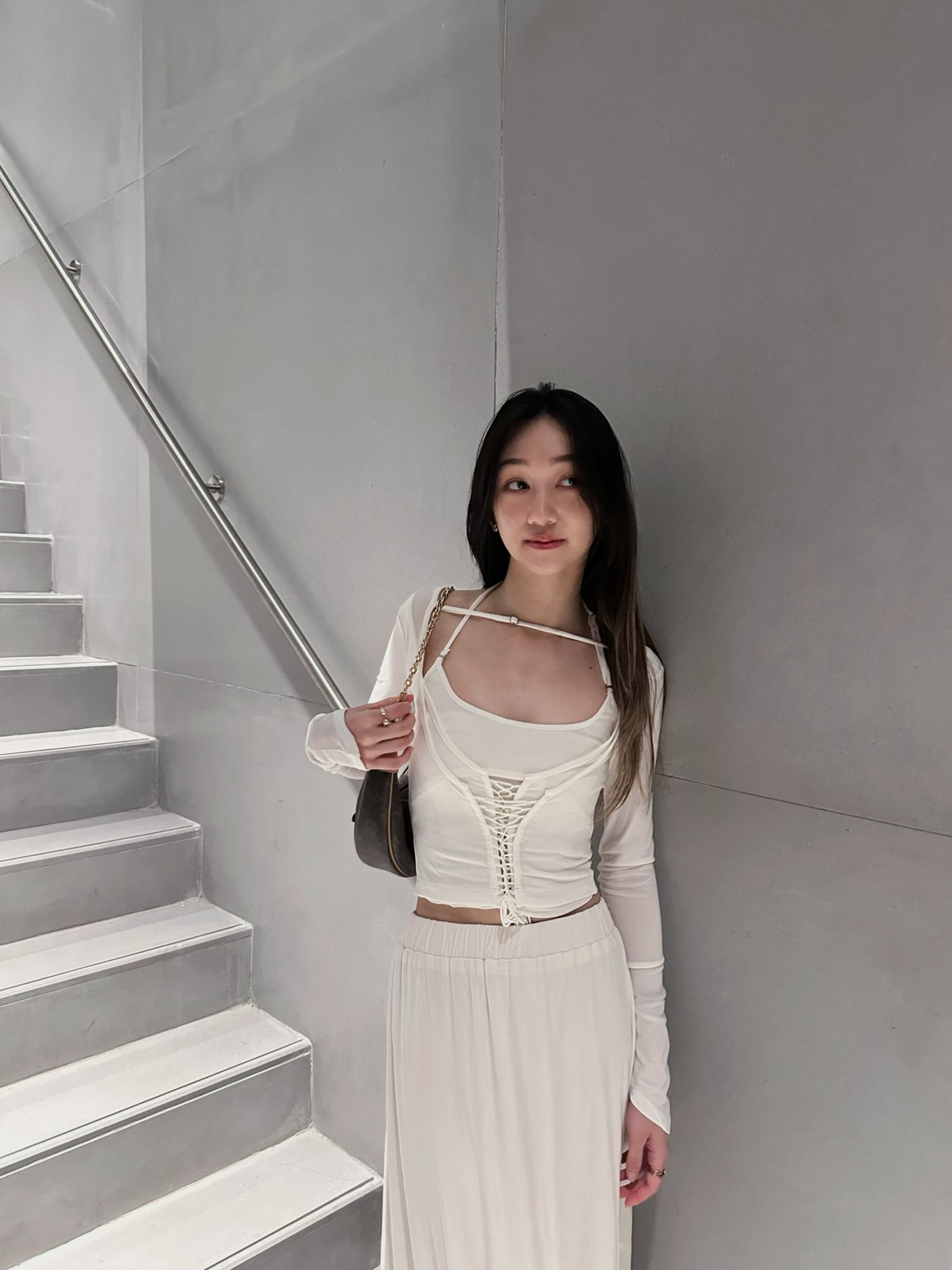 Solaire Lace Up Layered Top