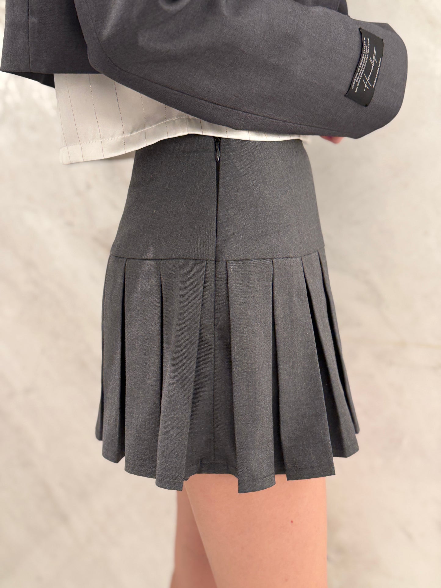 Grey Pleated Skirt