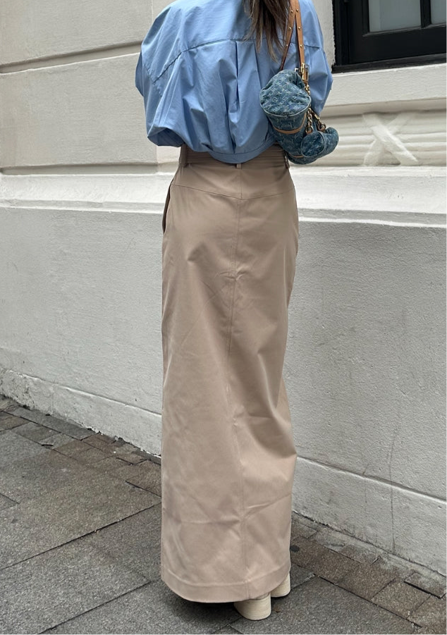 Beige Column Maxi Skirt