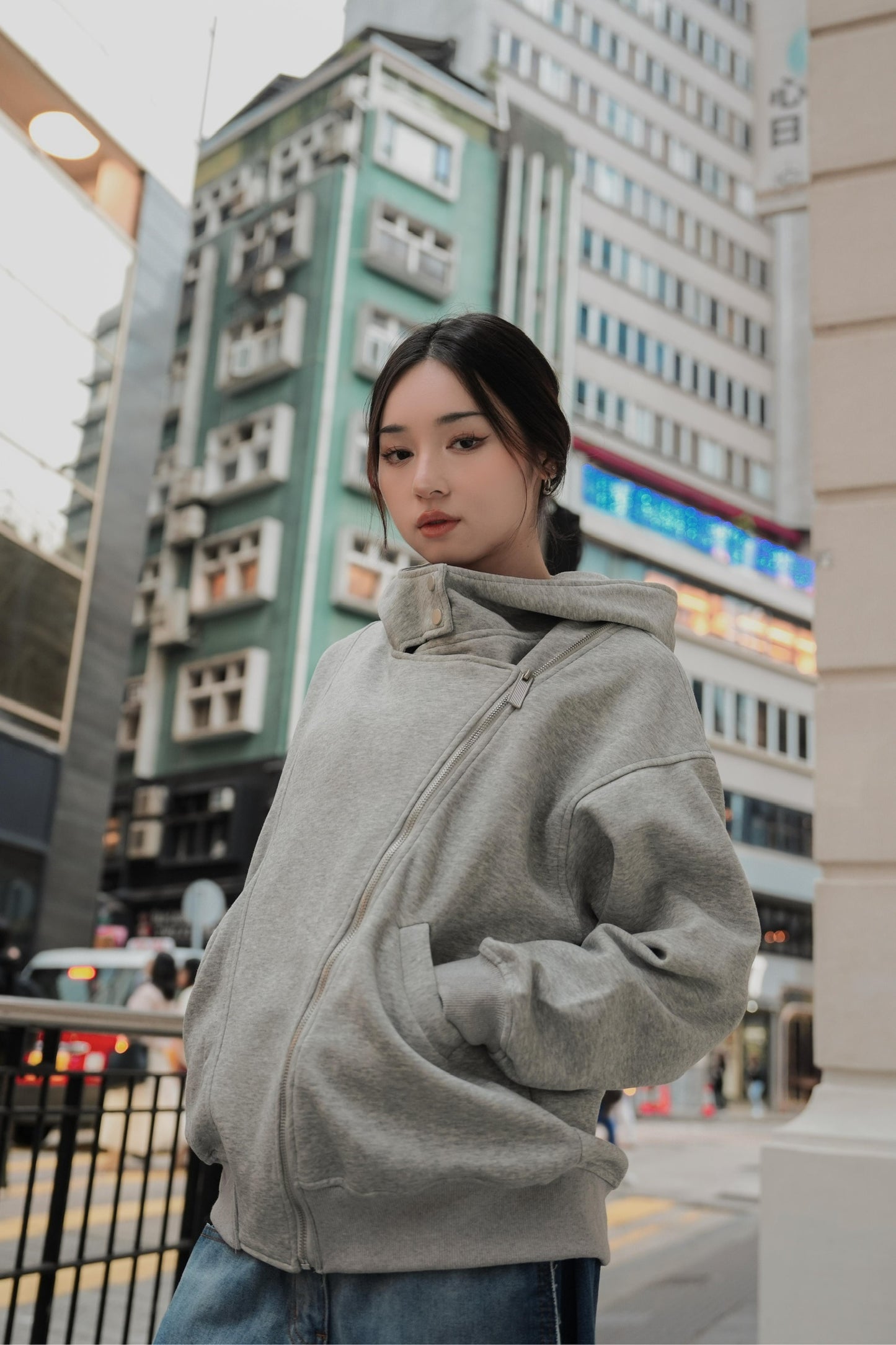 Grey Trench Hoodie