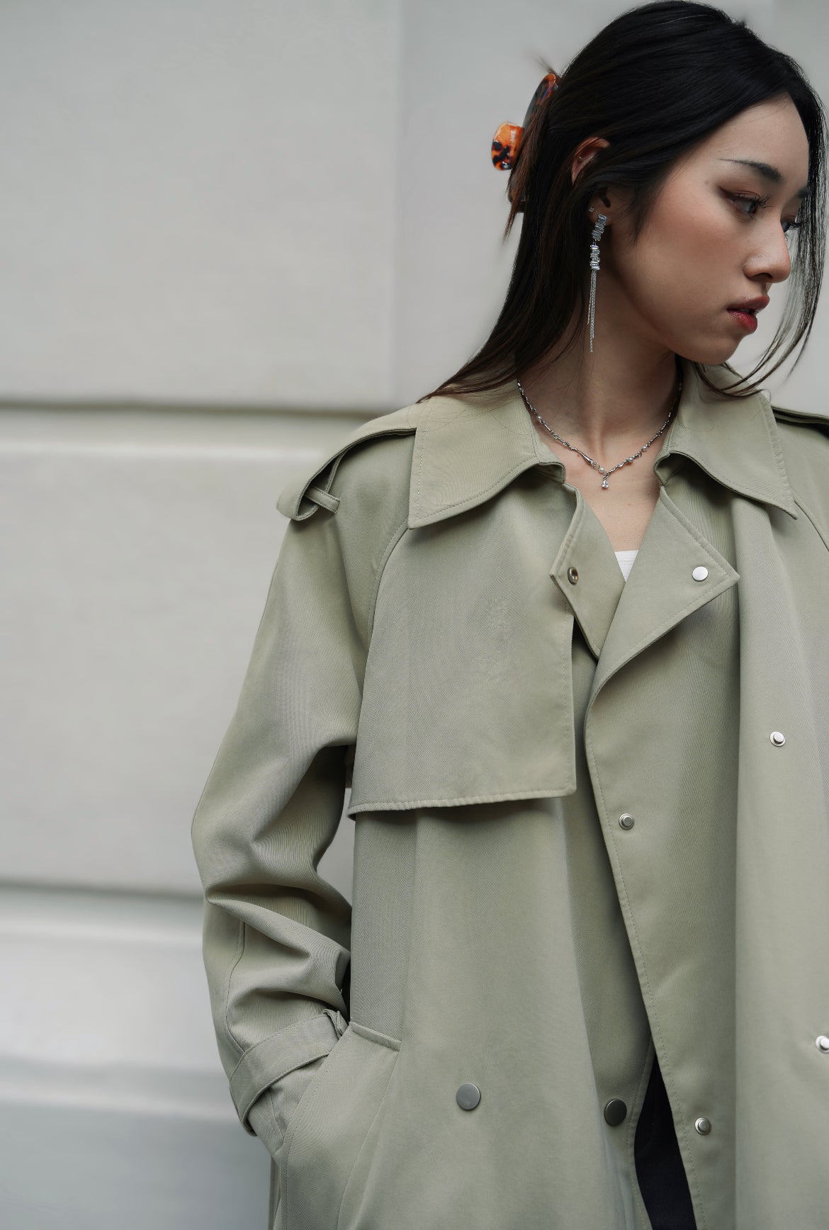 Sauge Layered Trench Coat