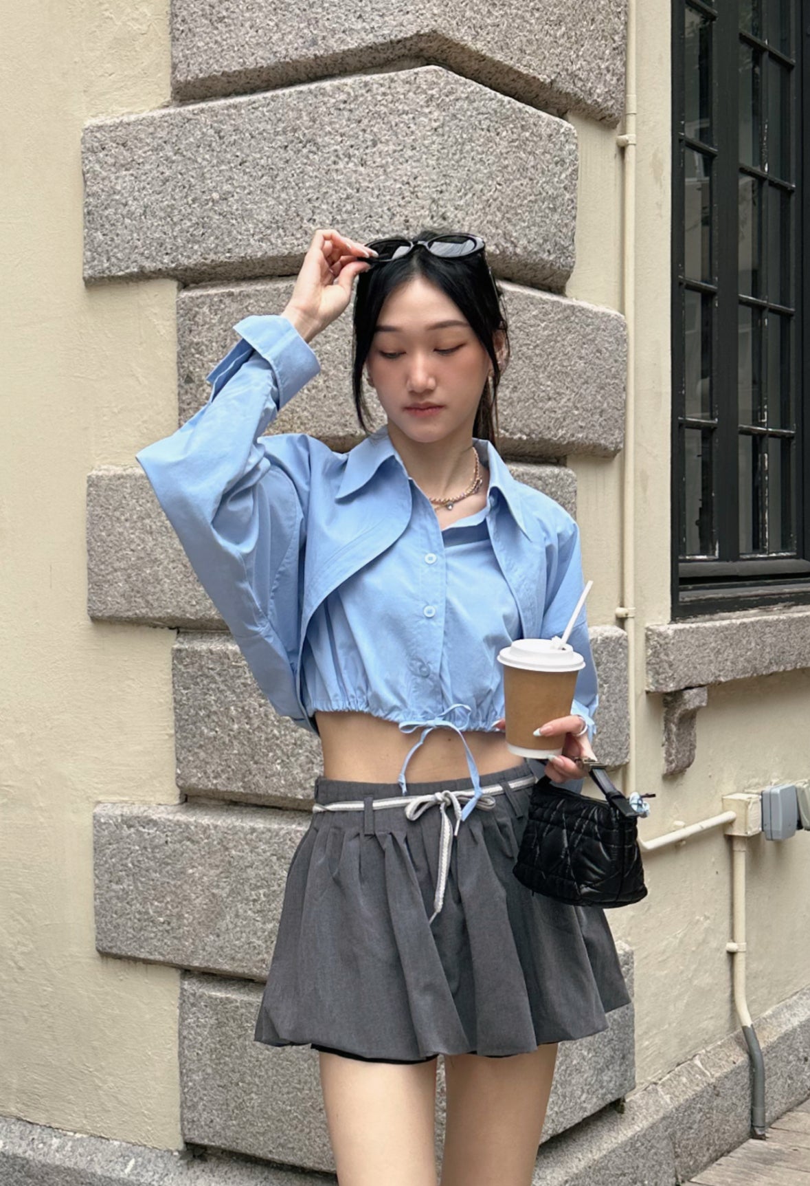 Mock Layered Shirt in Blue