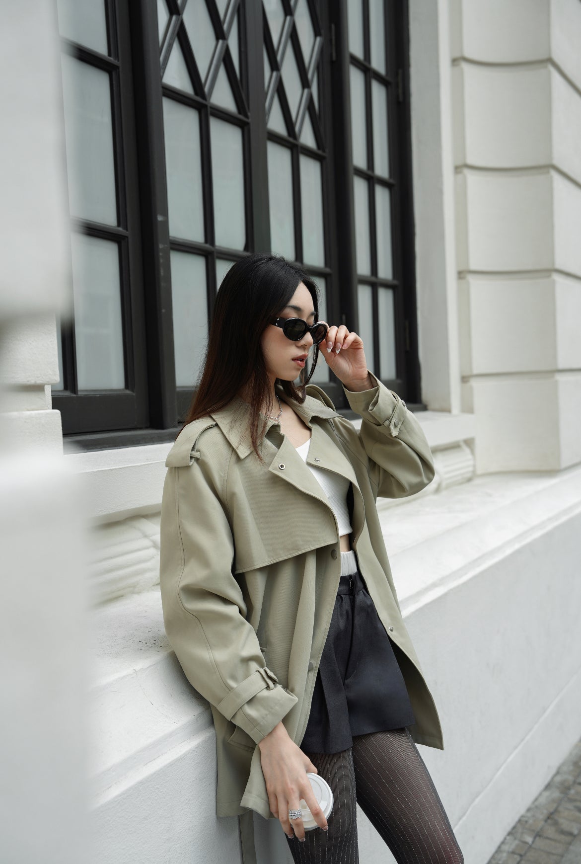 Sauge Layered Trench Coat