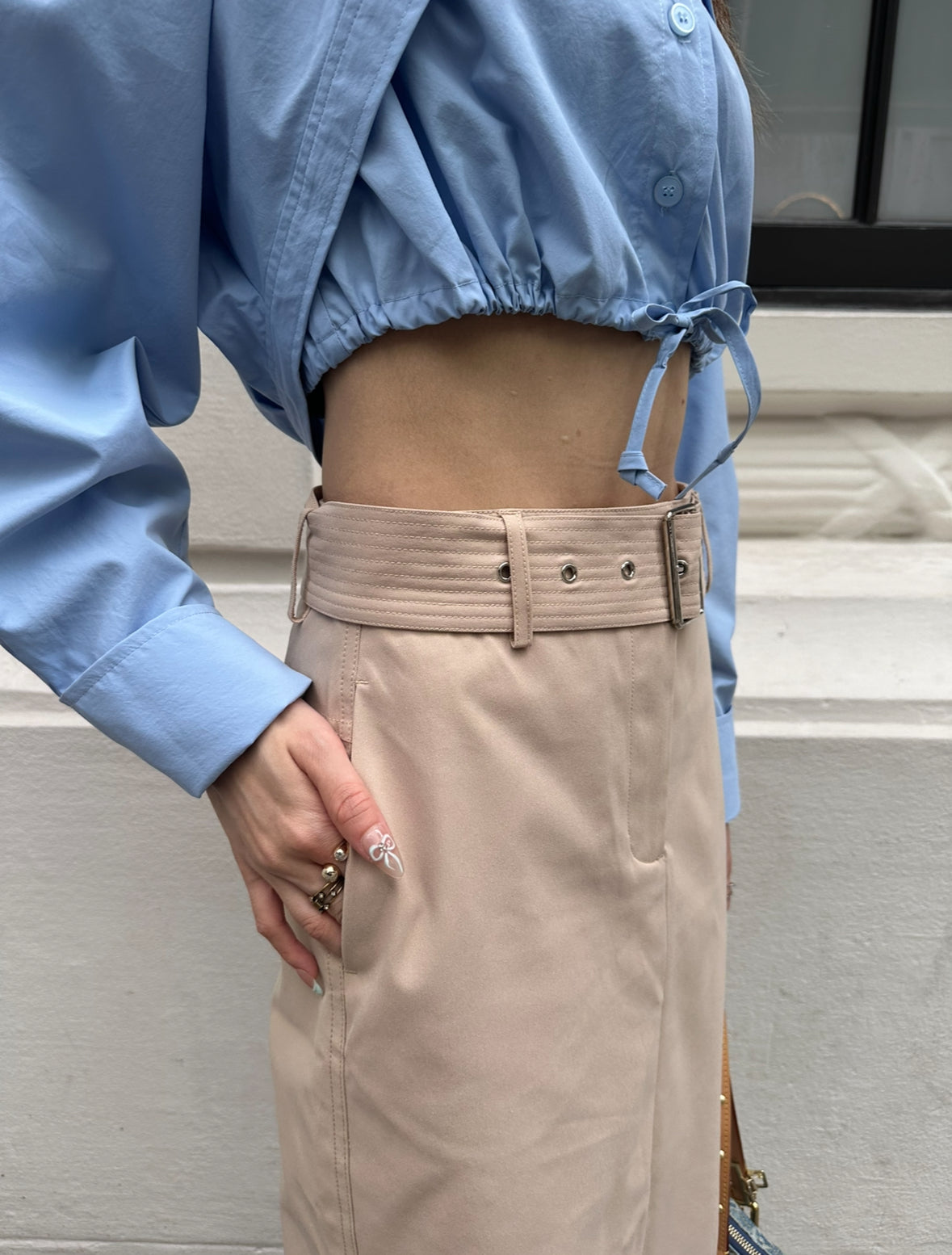 Beige Column Maxi Skirt