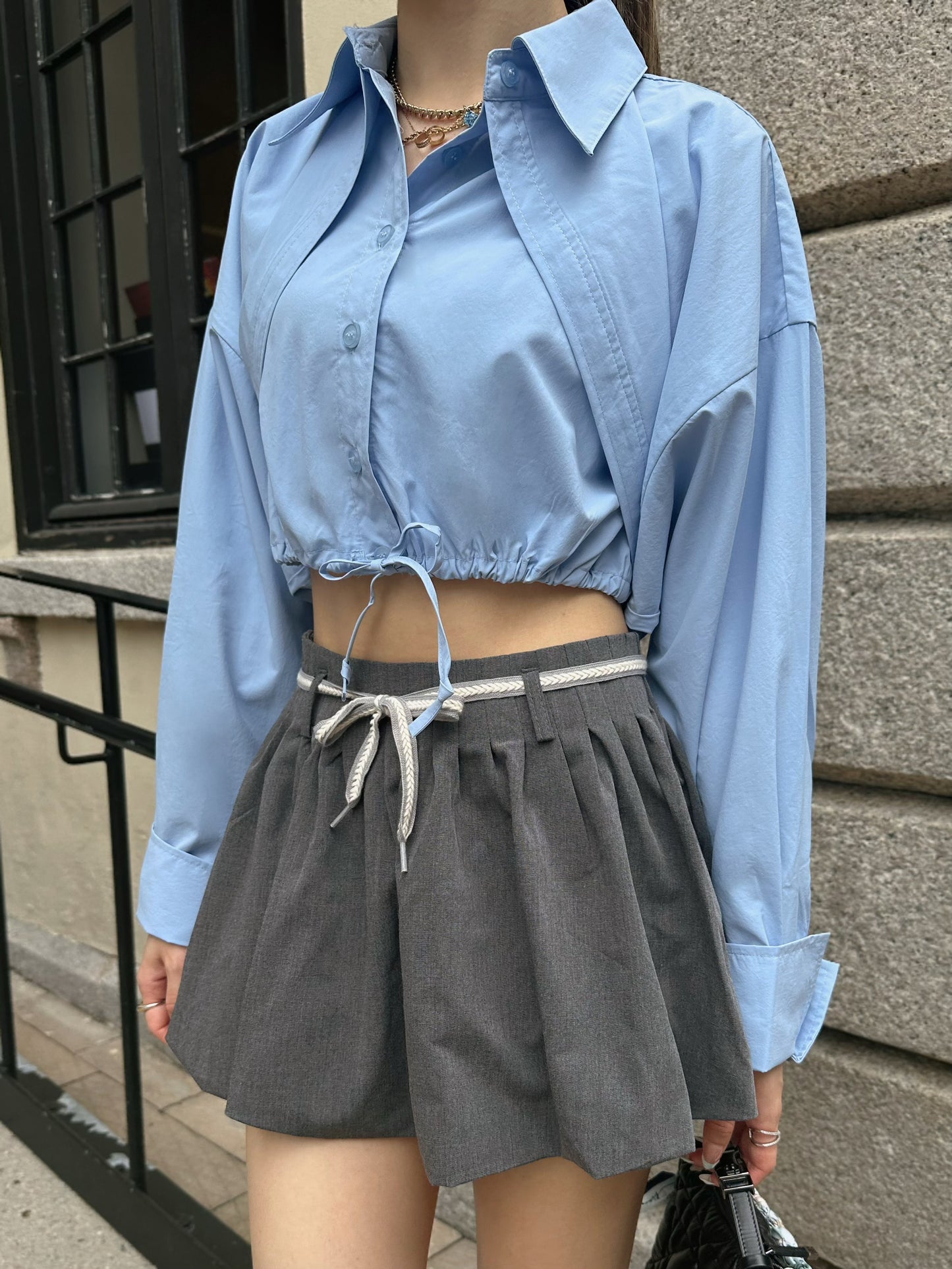 Mock Layered Shirt in Blue