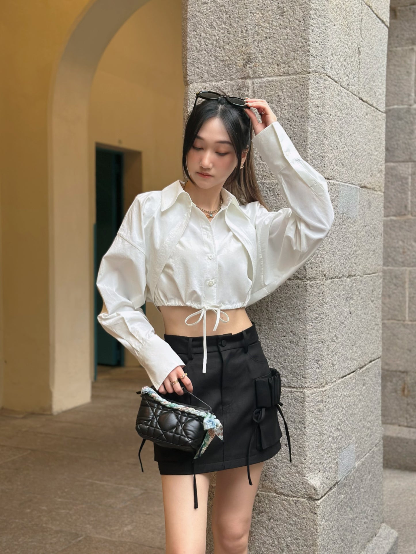 Mock Layered Shirt in Blue