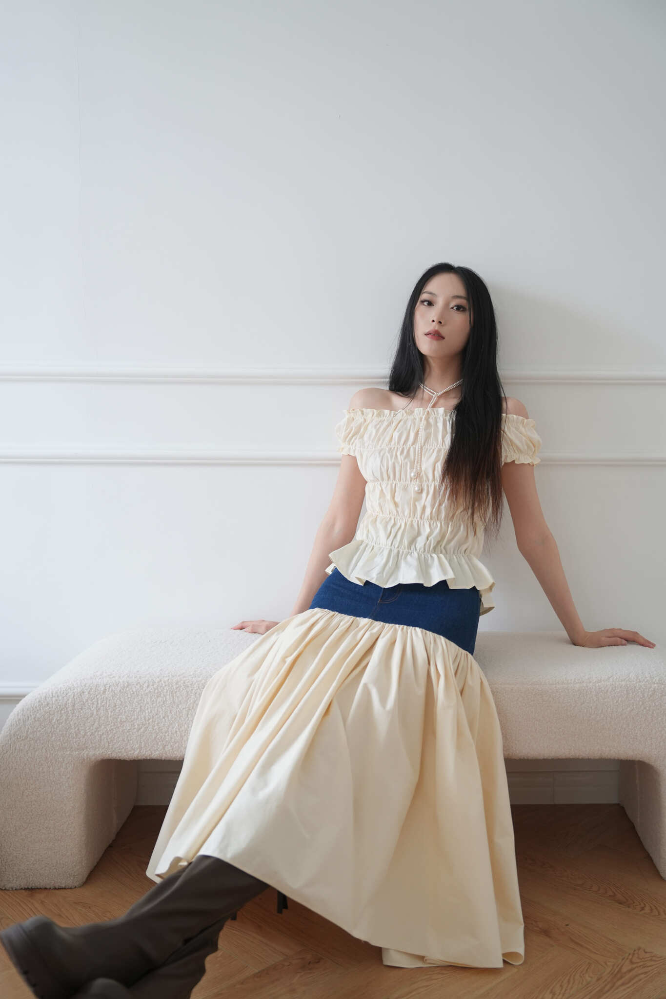 Twyla Denim Splicing Long Skirt