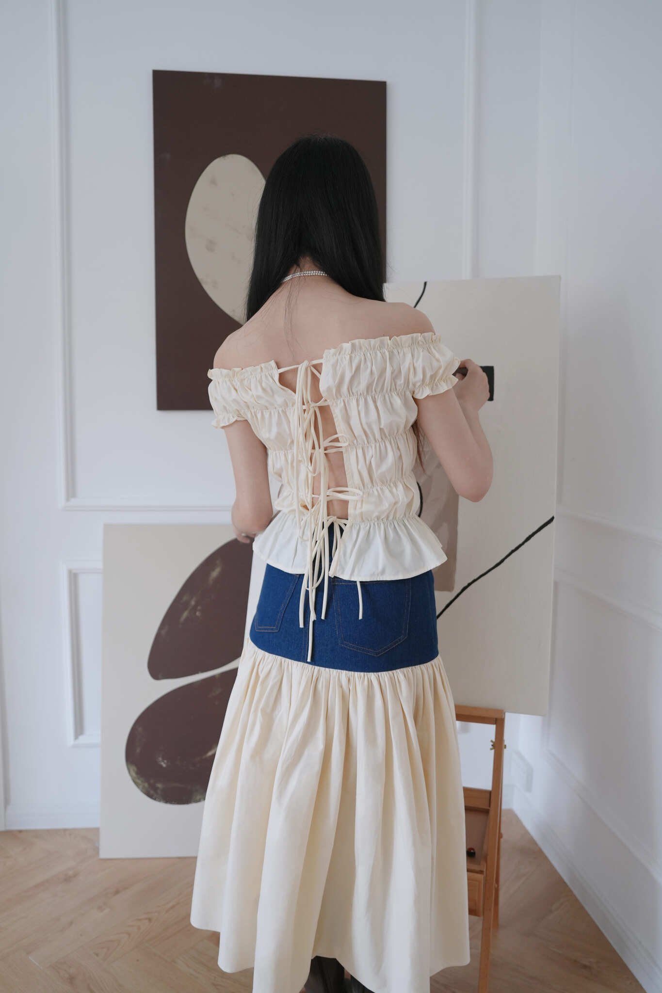 Twyla Denim Splicing Long Skirt