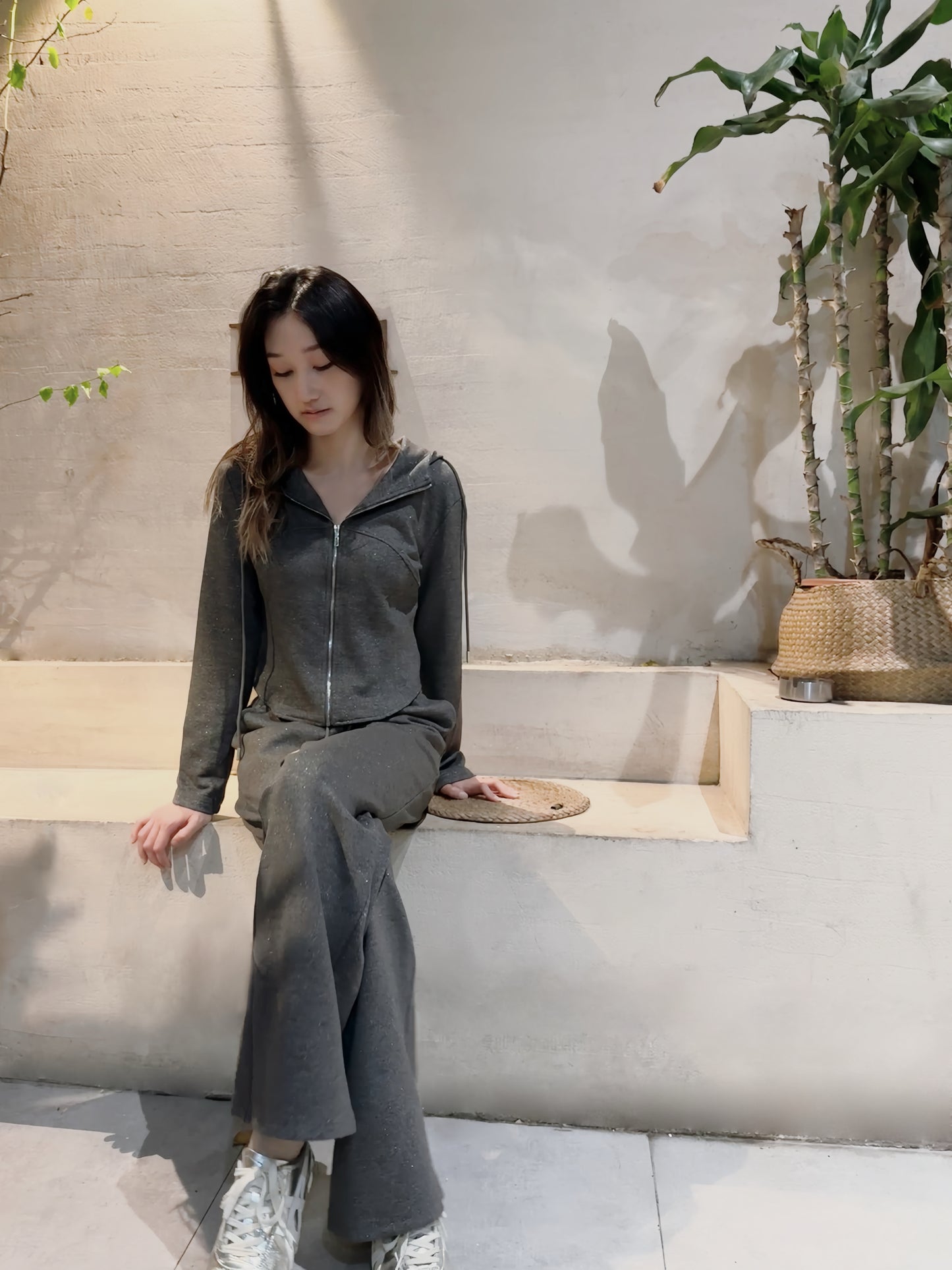 Grey Lurex Athleisure Set