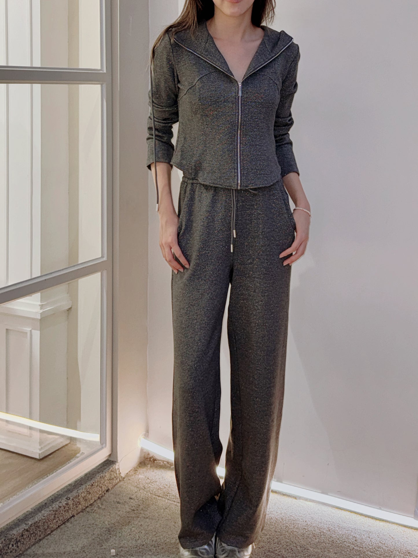 Grey Lurex Athleisure Set
