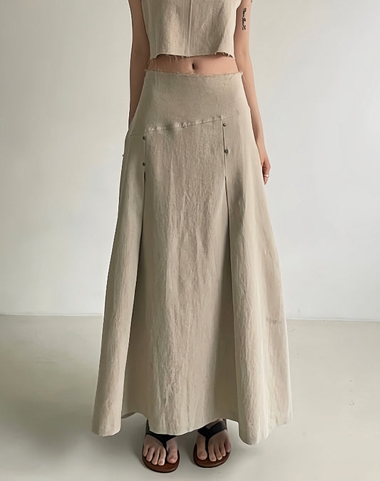 Beige Cascade Maxi Skirt