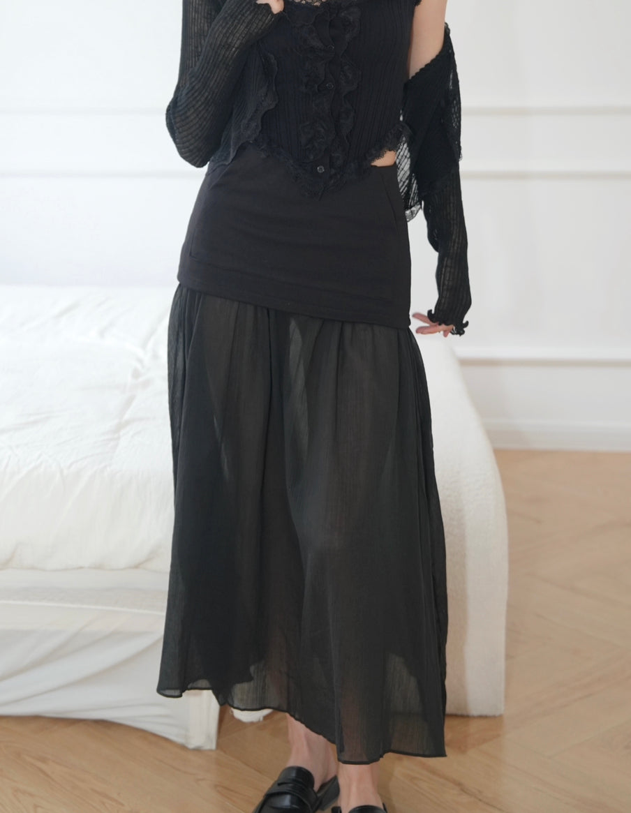 Black Maxi Layered Skirt