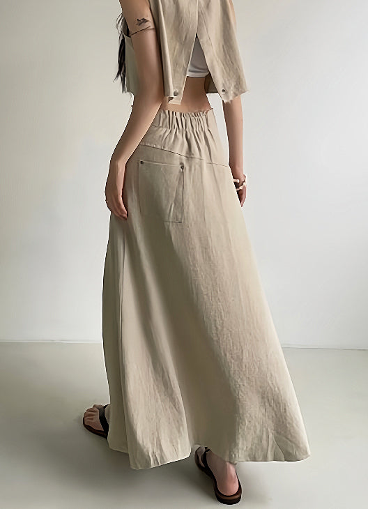 Beige Cascade Maxi Skirt