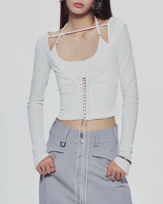 Solaire Lace Up Layered Top