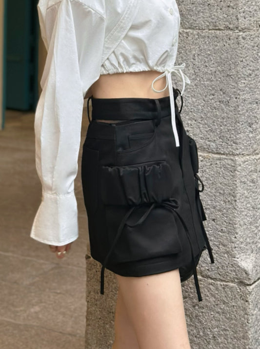 Deconstructed Mini Skirt - Black