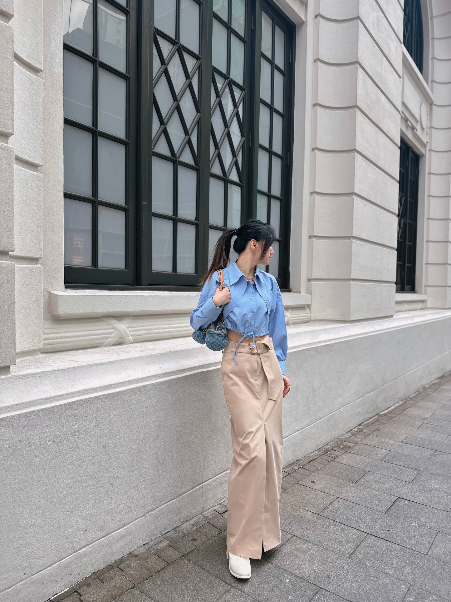 Beige Column Maxi Skirt